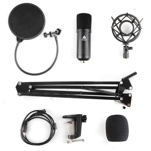 MAONO AU-A04 USB Microphone Combo Setup, Plug & Play USB Cardioid Podcast Condenser Microphone with Professional Sound Chipset for PC Karaoke, YouTube, Gaming Recording